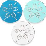 Jetec Sand Dollar Wall Decor 3 Pieces Wood Outdoor Coastal Wall Art Ocean Beach Sand Dollars Decor Wooden Sand Dollar Art Teal Seafoam Wall Decor for Home Bathroom Decor (Delicate Style)